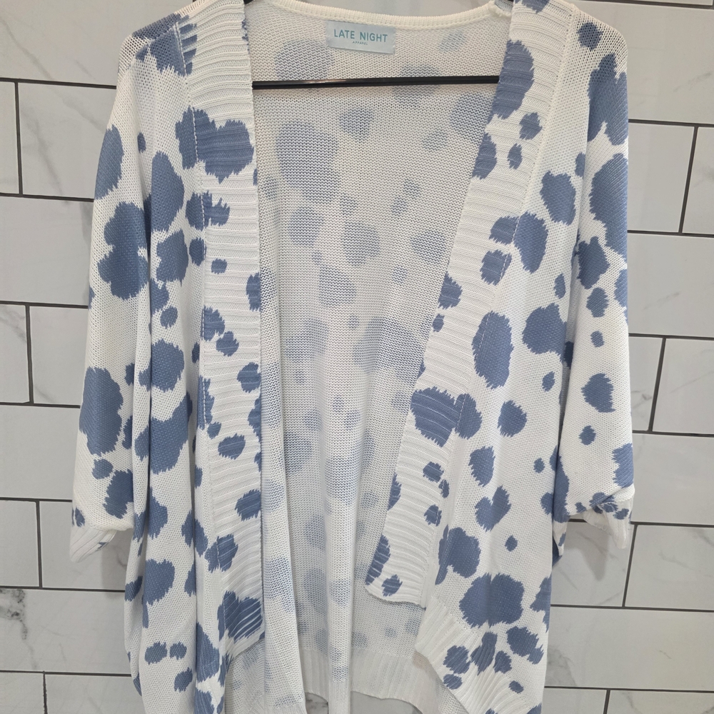 Women's Blue and White Cardigan